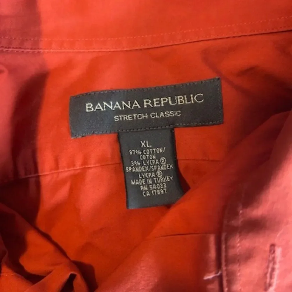 Banana Republic Stretch Classic Burnt Orange button-down shirt, size XL